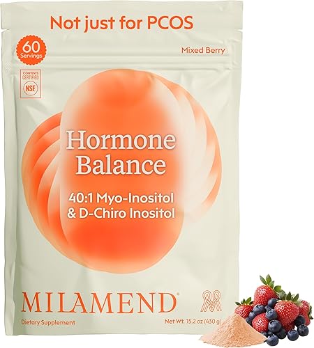 Milamend Equilibrio Hormonal para Mujeres 40:1 Myo-Inositol D-Chiro Inositol Suplemento + CoQ10, ALA y Aminoácidos – Fertilidad, Apoyo Ovarico y