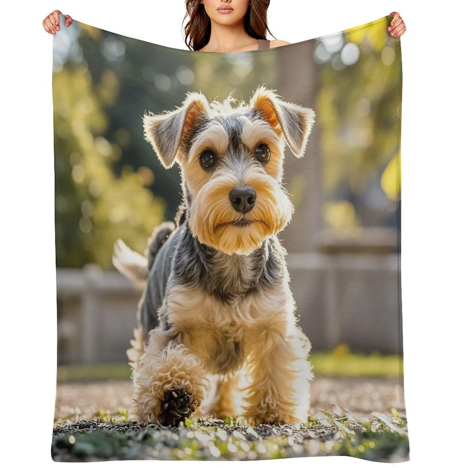 Yorkie Puppy Throw Blanket for Couch and Bed Super Soft Warm Lightweight Throw Blankets Cozy Fuzzy Flannel Blanket Personalized Decorative Blankets for Sofa Decor 60"x80"