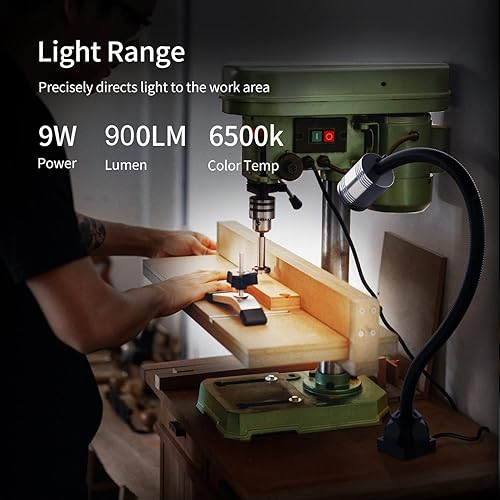 Miniatura 6 de Luz de trabajo flexible, luz de máquina LED, luz de cuello de cisne flexible LED de 900 lúmenes con cuello de cisne flexible de 20 pulgadas, 120