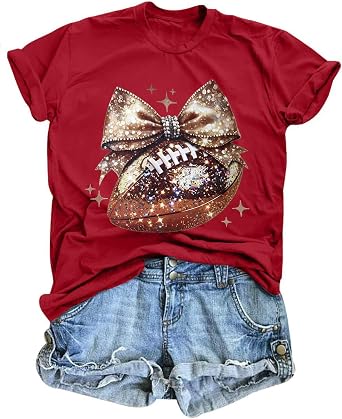 Game Day Football Shirt for Women Football Graphic T-Shirt