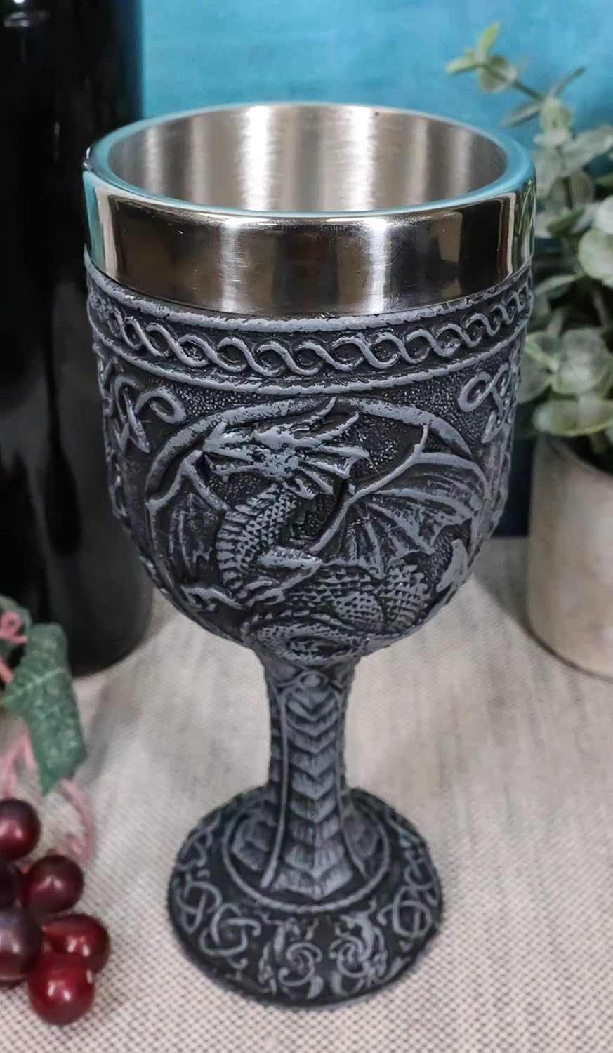 Ebros Ancient Celtic Knotwork Rune Celestial Moon Dragon Wine Goblet Chalice Cup 6oz Gothic Dungeons And Dragons Medieval Elixir Of Life Party Prop Decor