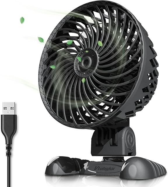 Vtohgku USB Desk Fan, Mini Desk Fan, USB Fan Silent Powerful with 360°Rotatable Stepless Speed USB-Powered for Office Home Bedroom Outdoor