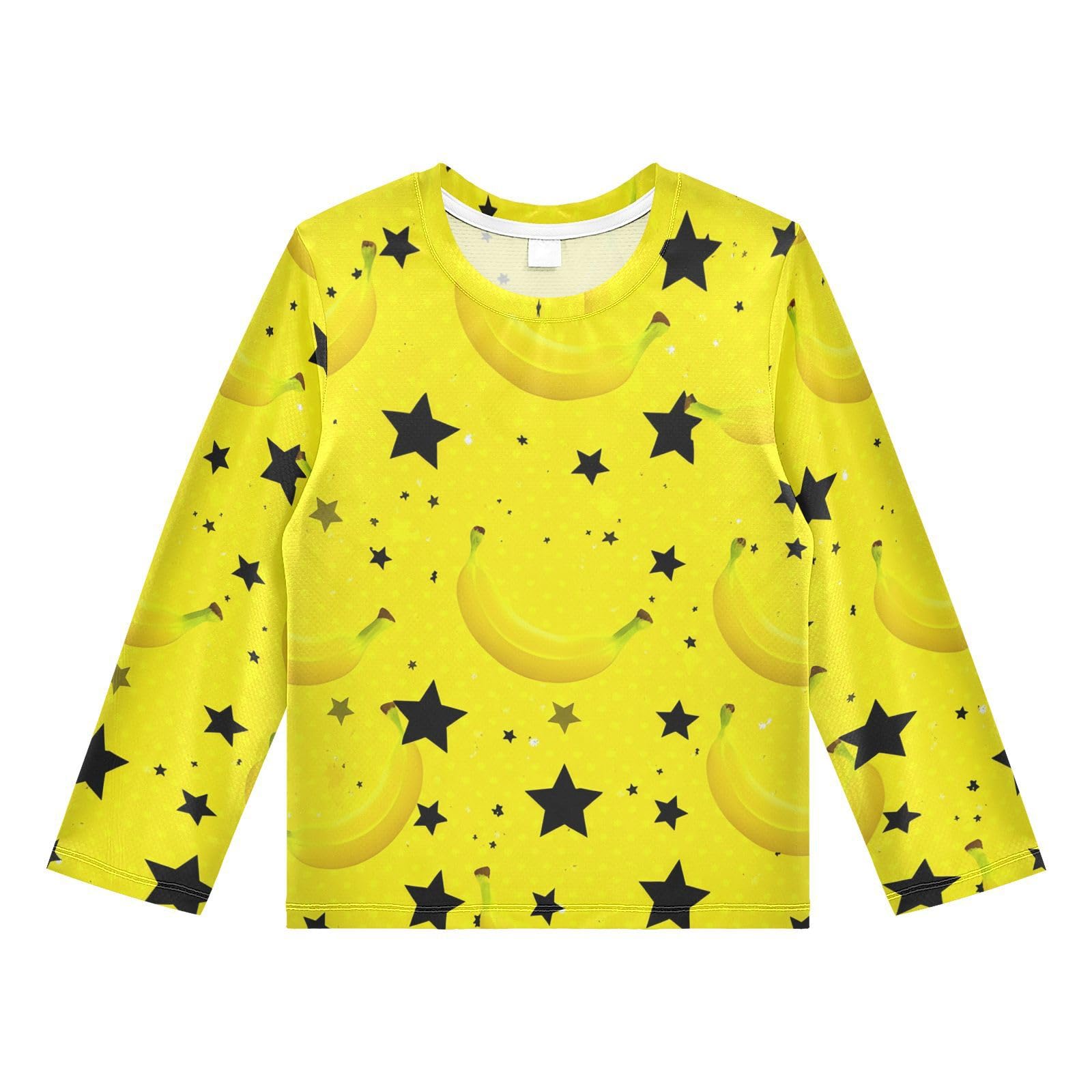 Banana Star Fruit Yellow Rash Guard Shirt for Boys Sun Protection Shirt for Kids Toddlers UPF50+ 5-6T