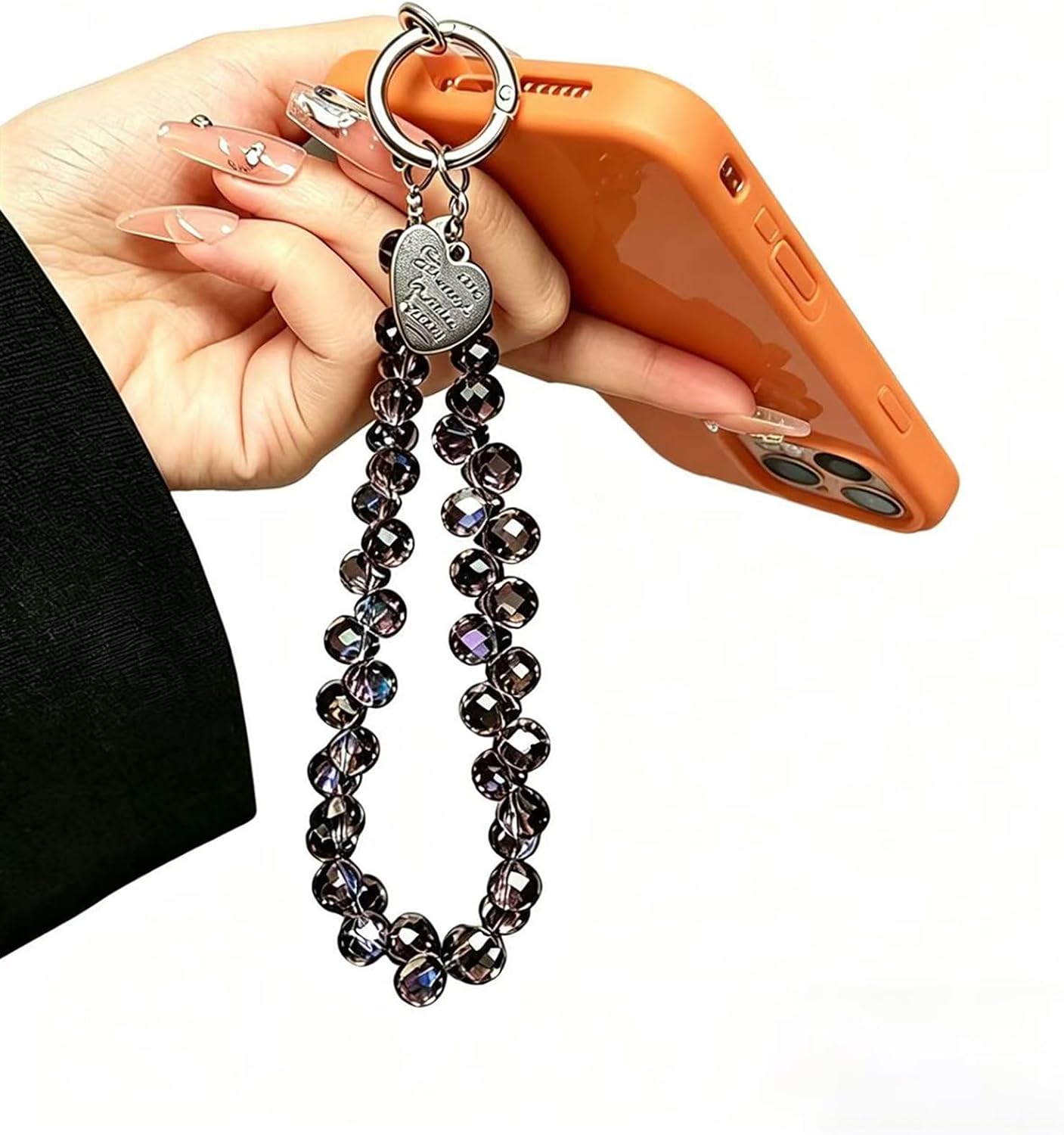 Black Sparkling Beaded Phone Wrist Strap, Cellphone Lanyard Chain,Hanging Ornament Bag Charm Keychain - Pefect Holiday Gift for Mom, Women, Girlfriend, Wife - Phone Strap Daily Company