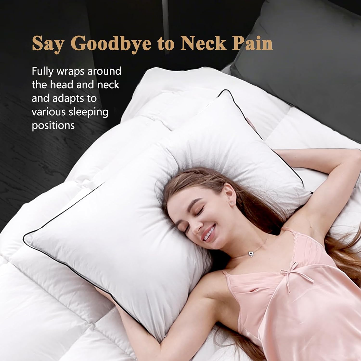 Size Queen Color White KUSNUG Organic 3-Chamber Feathers Down Firm Pillow Queen Size Set of 2-100% Cotton Cover, Goose Feather & Down Core Blended with Shredded Memory Foam, 20x30 Inch