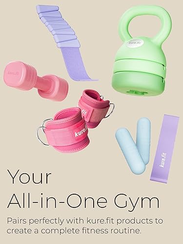 Miniatura 4 de Paquete de mancuernas ajustables azules (5 libras) y barras de peso de mano moradas para mujer (2.2 libras)