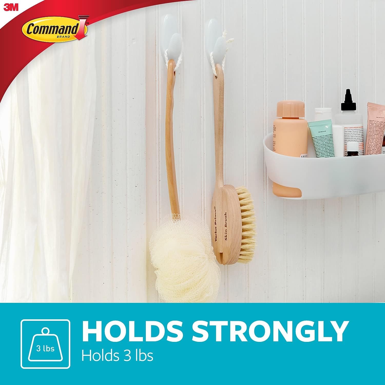 Command Bath Medium Hook Value Pack, Total 12 Medium Hooks with 6 Water Resistant Strips, 2-Pack of 6 Hooks, Organize Damage-Free