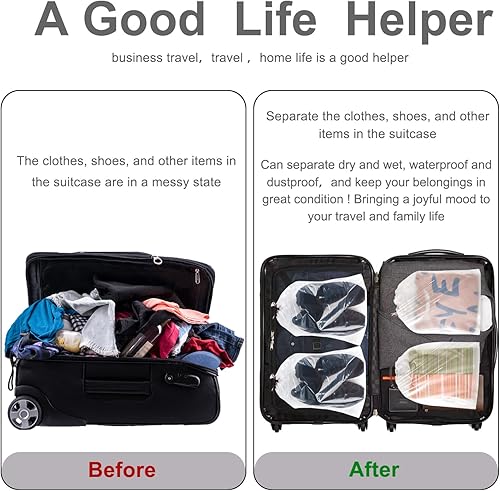 Miniatura 5 de 50 bolsas de zapatos transparentes para viajes, 11.8 x 15.7 pulgadas, bolsas de zapatos de viaje con cordón para embalaje, bolsa de almacenamiento