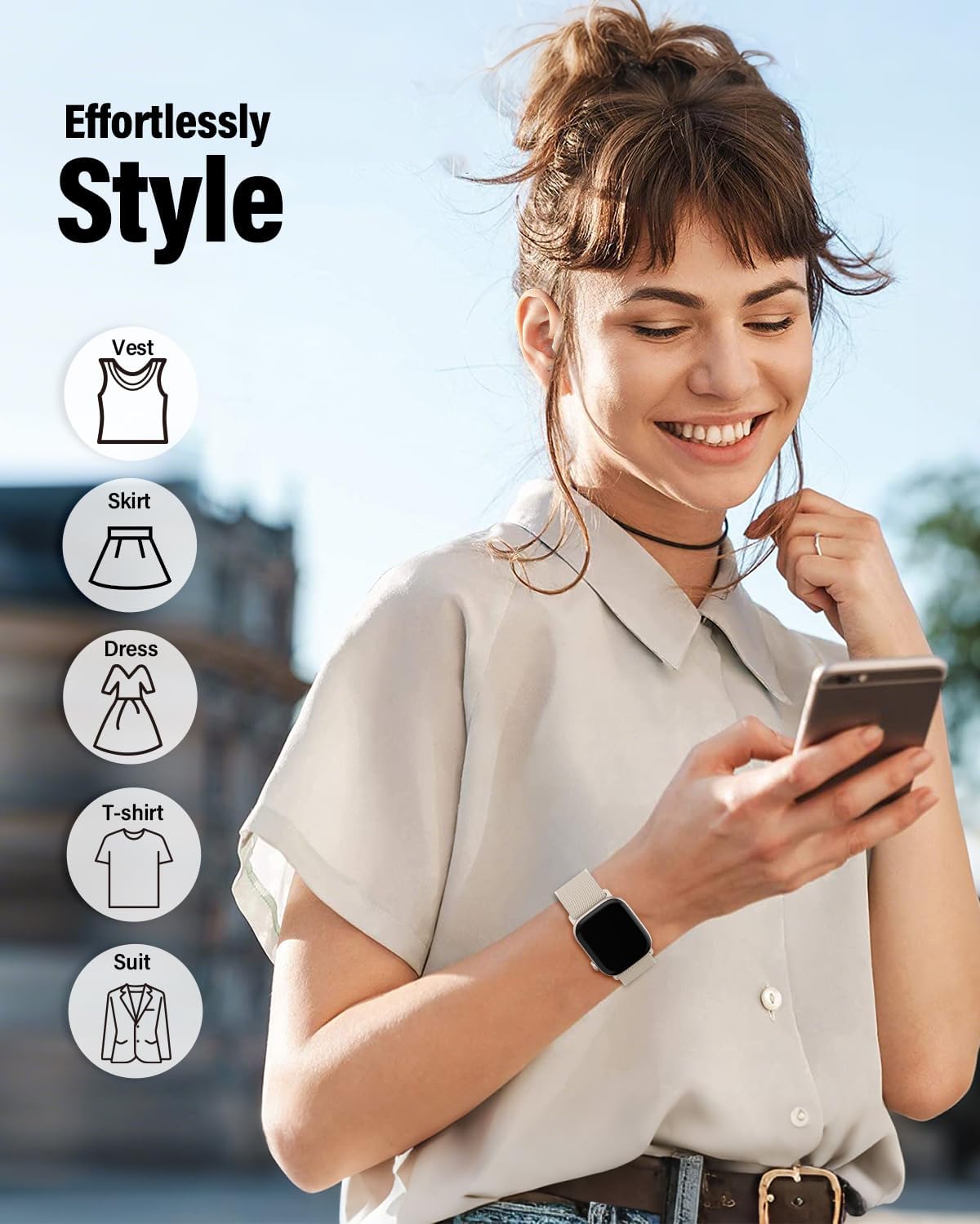 Stretchy Band Compatible with Apple Watch Bands 40mm 38mm 41mm 42mm 44mm 45mm 46mm 49mm Women Men,Strong Magnetic Clasp Elastic Sport Strap for iWatch Series 11 10 9 8 7 6 5 4 3 2 1 Ultra SE/Starlight - Image 6