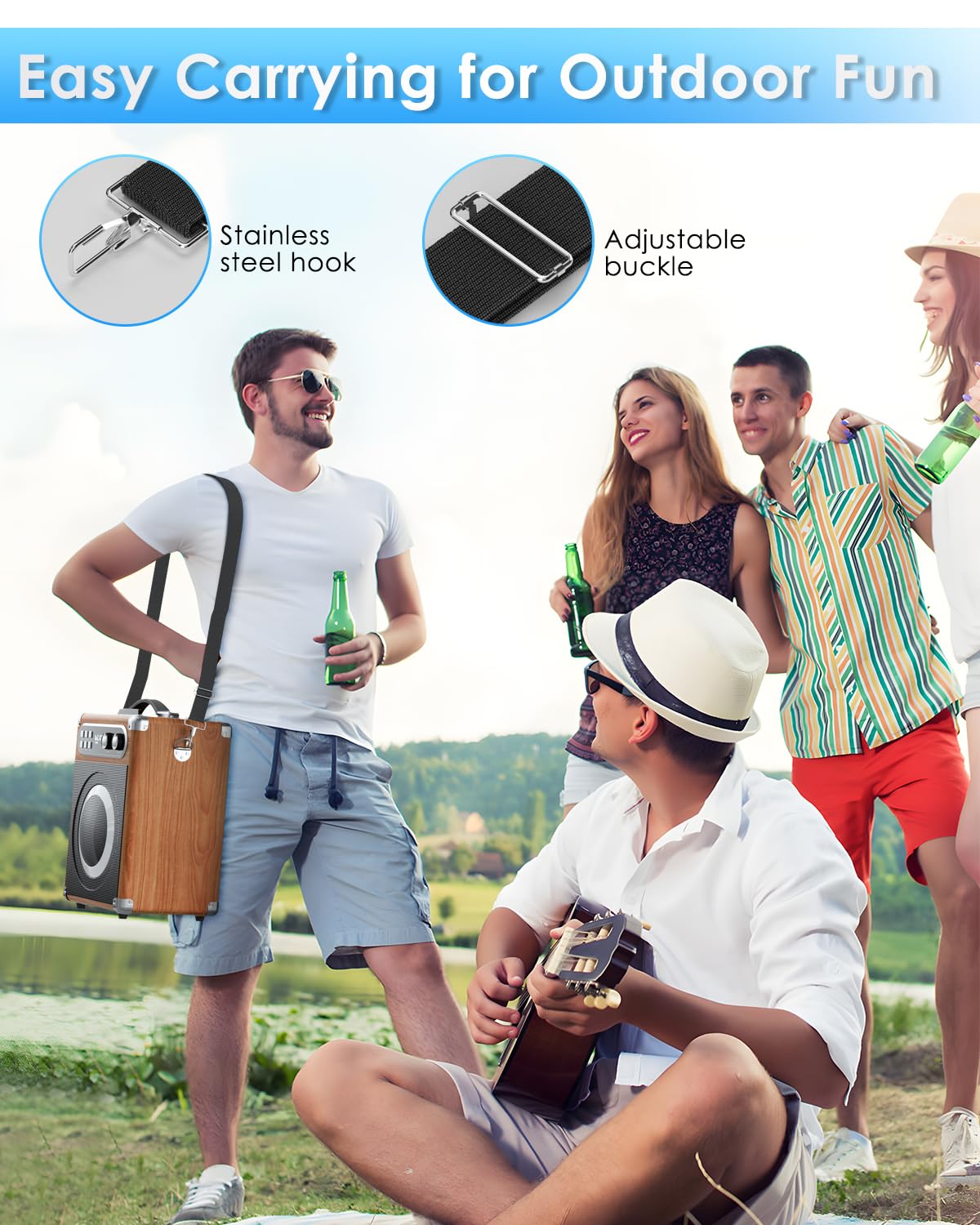 Karaoke Macchina portatile Karaoke professionale con 2 microfoni wireless UHF, sist. PA con lampada DJ, ideale per karaoke familiare, feste di canto, feste di matrimonio, matrimonio
