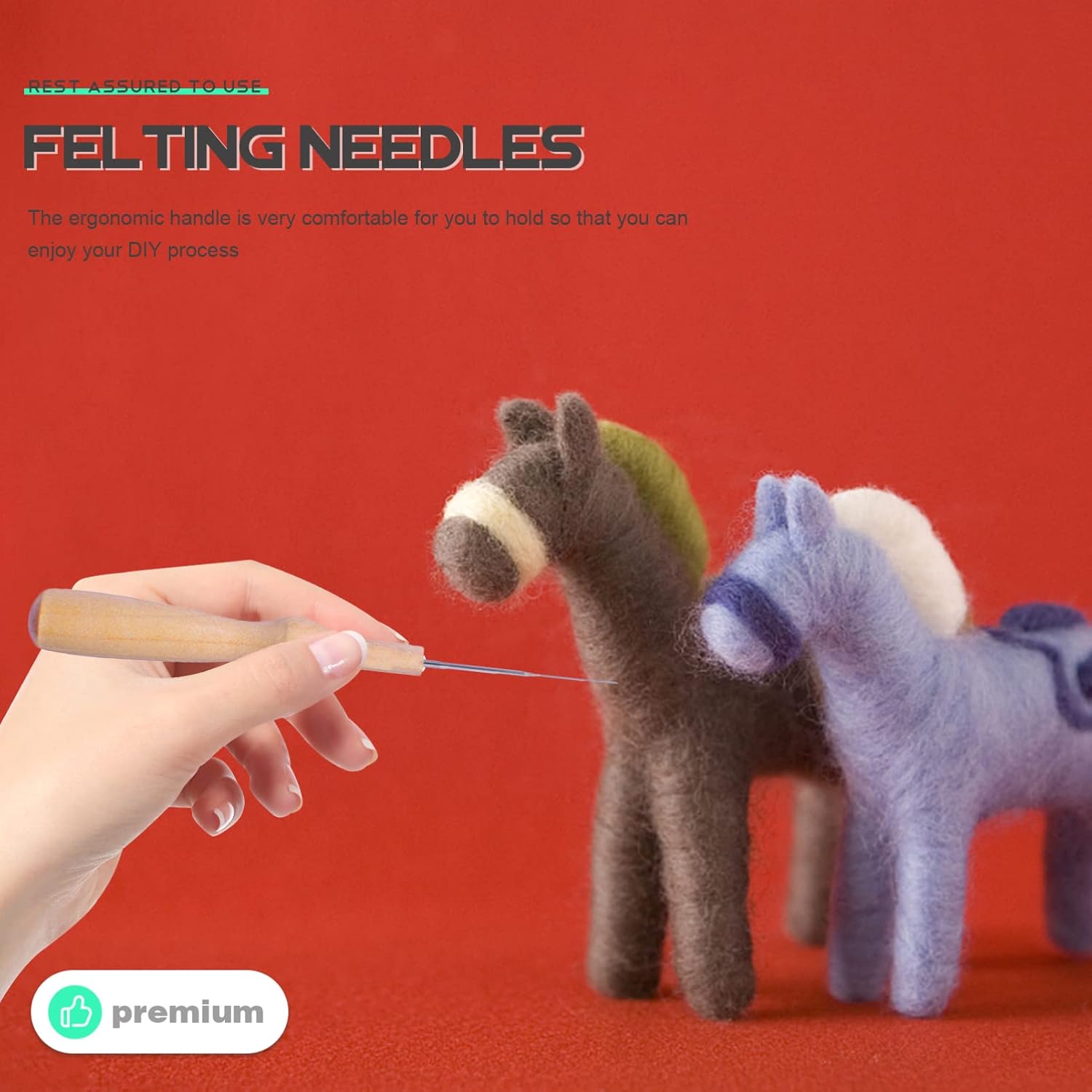 DIYEAH 8pcs Needle Felting Tools Ergonomic Handle Portable Craft Needles for Projects and Embroidery