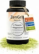 ZenGrit L Theanine 200 mg High Dose, Vegan Capsules Combined with Magnesium, 180 Pieces, 6 Months Supply, No Additives, Laboratory Tested in Germany