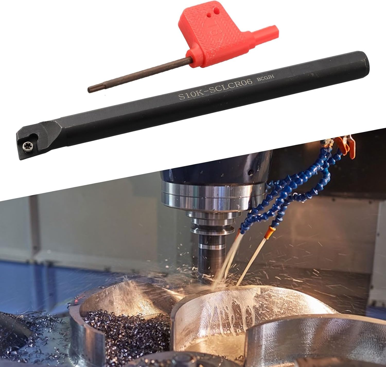 SCLCR06 For CNC Turning Tool Holder Internal Boring Bar Set with Carbide Insert CCMT06 for Steel Machining Lathe Kit Metalworking Finishing Tools(S10K-SCLCR06 Boring Bar)