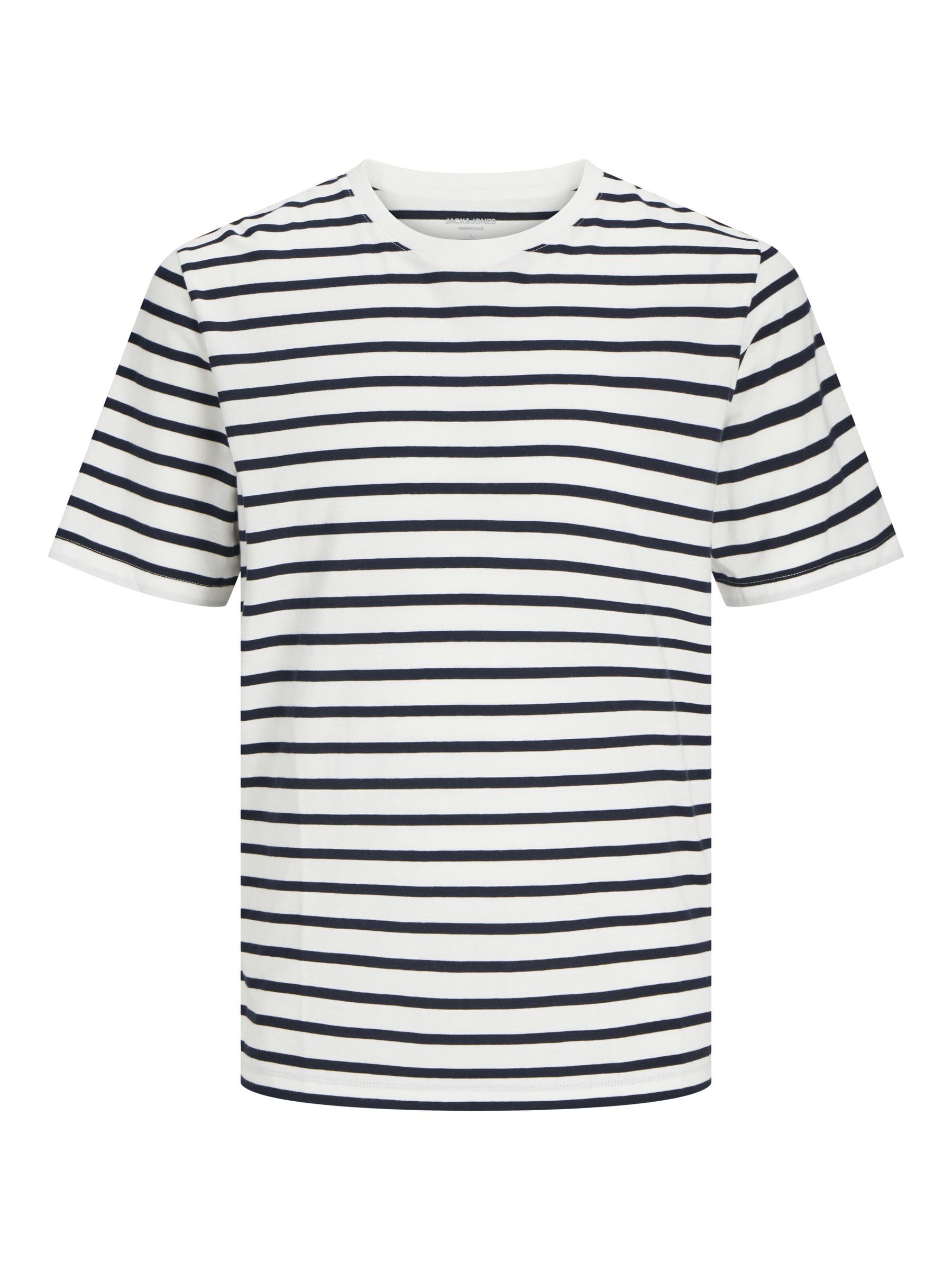 JACK & JONES Male T-Shirt Plain Crew Neck T-Shirt, Cloud Dancer, L