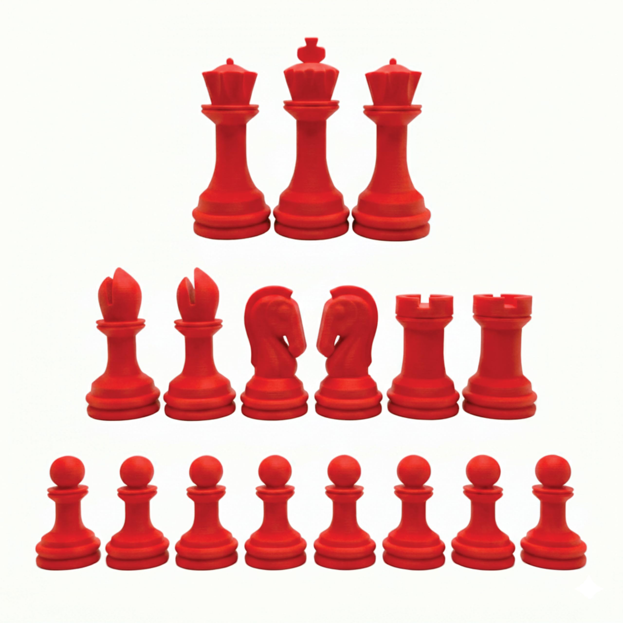 Staunton Chess Pieces Half Set, 17 Red Pieces, 3.75" King