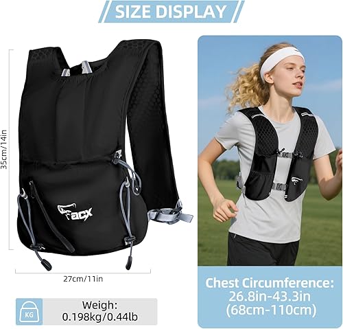 Miniatura 3 de Mochila de hidratación para mujeres y hombres, chaleco ligero para correr con bolsa de agua de 1.5 L, mochila de agua transpirable para senderismo,