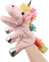 Vista 13 de Hopearl Marioneta de mano de unicornio de peluche con boca abierta y movible para juego imaginativo, juego de rol, juguete interactivo para contar