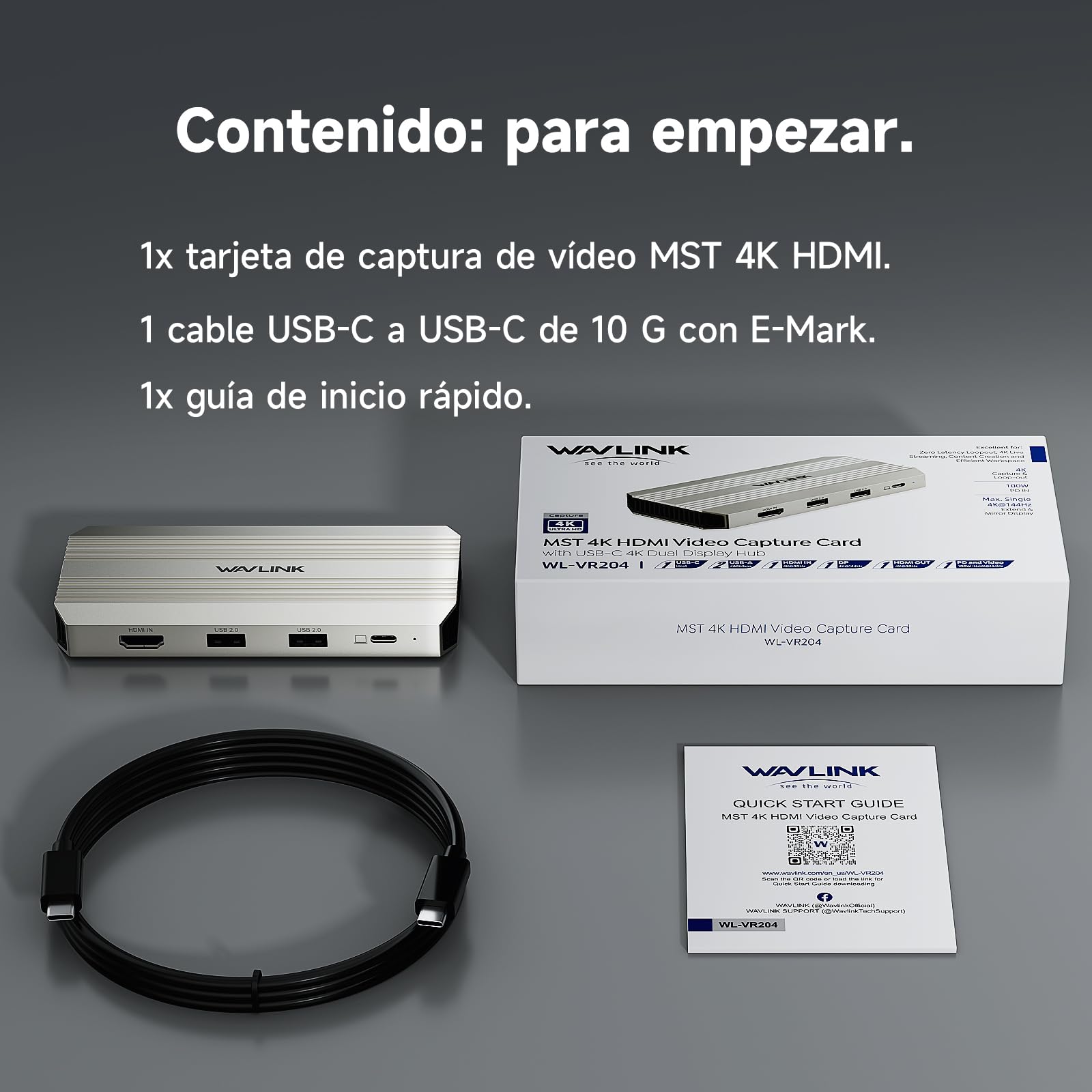 WAVLINK Tarjeta capturadora vídeo,Captura y Bucle 4K@30Hz,Pantalla 4K@144Hz | PD de 100W, tarjeta capturadora HDMI para streaming, compatible con PS5/Xbox/Switch, OBS, Windows y Mac
