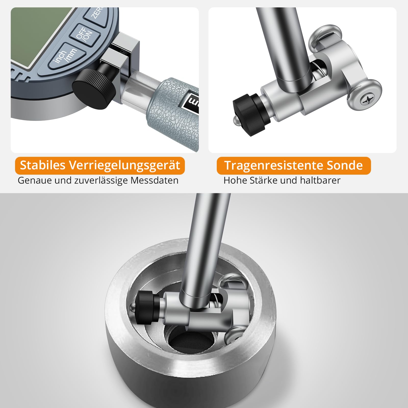 Neoteck Bohrungslehre Messuhr Set 18-160 mm Innendurchmesser Messuhr Aluminiumlegierung Hohe Präzision 0,01 mm Dial Bore Gauge Industriemesswerkzeug