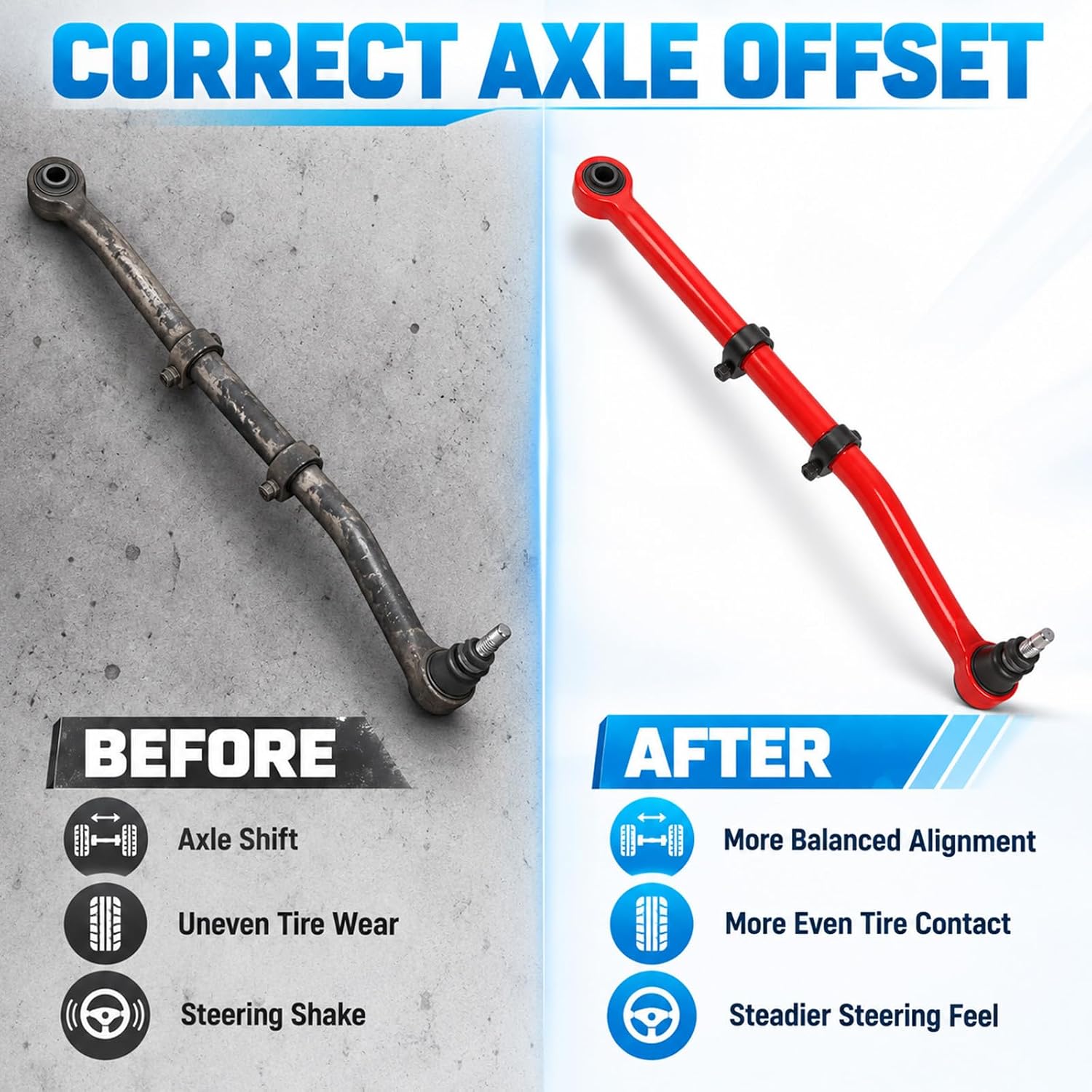 Front Forged Adjustable Track Bar for 1.5-8" Lift Compatible with F Series 250 F Series 350 4WD 2017 2018 2019 2020 2021 2022 4×4 Red Track Bar