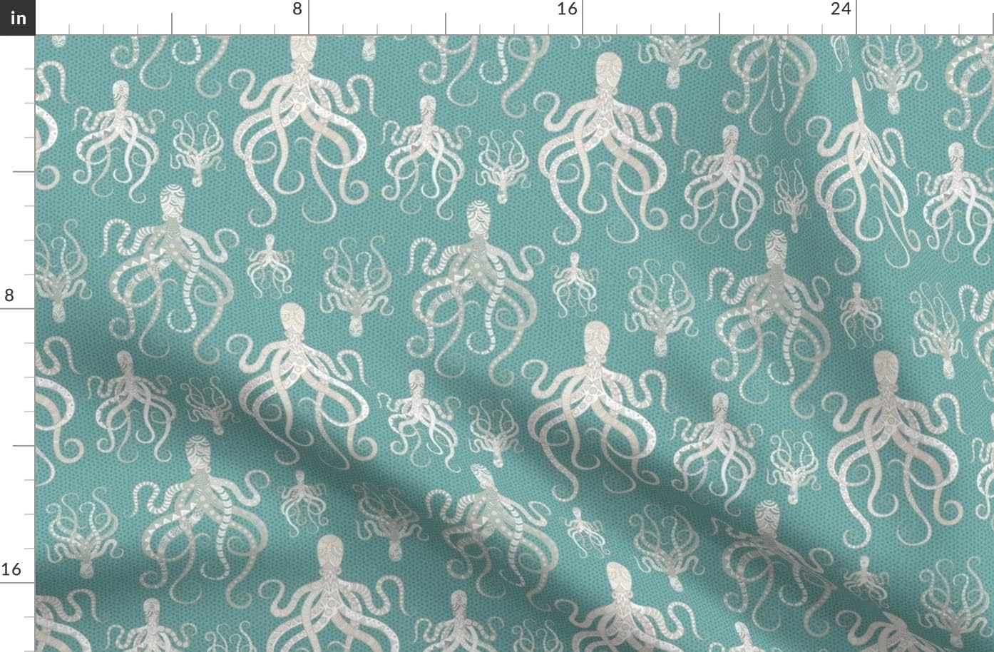 Spoonflower Fabric - Sage Octopus Tentacles Sea Life Creature Aquatic Beach Printed on Organic Cotton Sateen Fabric by The Yard - Sewing Quilting Apparel Home Decor