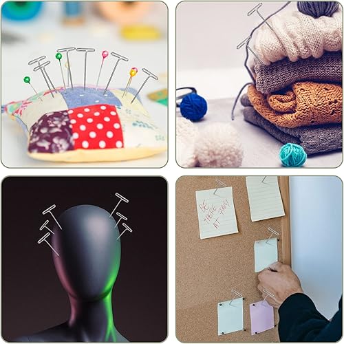 Miniatura 7 de 100 alfileres en T para cabezas de peluca, alfileres rectos de peluca de acero inoxidable de 1.5 pulgadas con una caja de plástico, pasadores en T