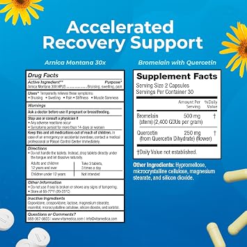 VitaMedica | Arnica Montana 30X و Bromelain مع Quercetin Bundle | Arnica Montana | Bromelain | Quercetin | Recovery Bundle | Plant Based | Made in USA