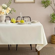 GLORY SEASON Textured Rectangle/Oblong Tablecloth Heavy-Duty Jacquard Fabric Luxurious Solid Table Cover for Buffet Banquet Parties Event Holiday Kitchen Dining Farmhouse Decor Beige, 60x120 Inches