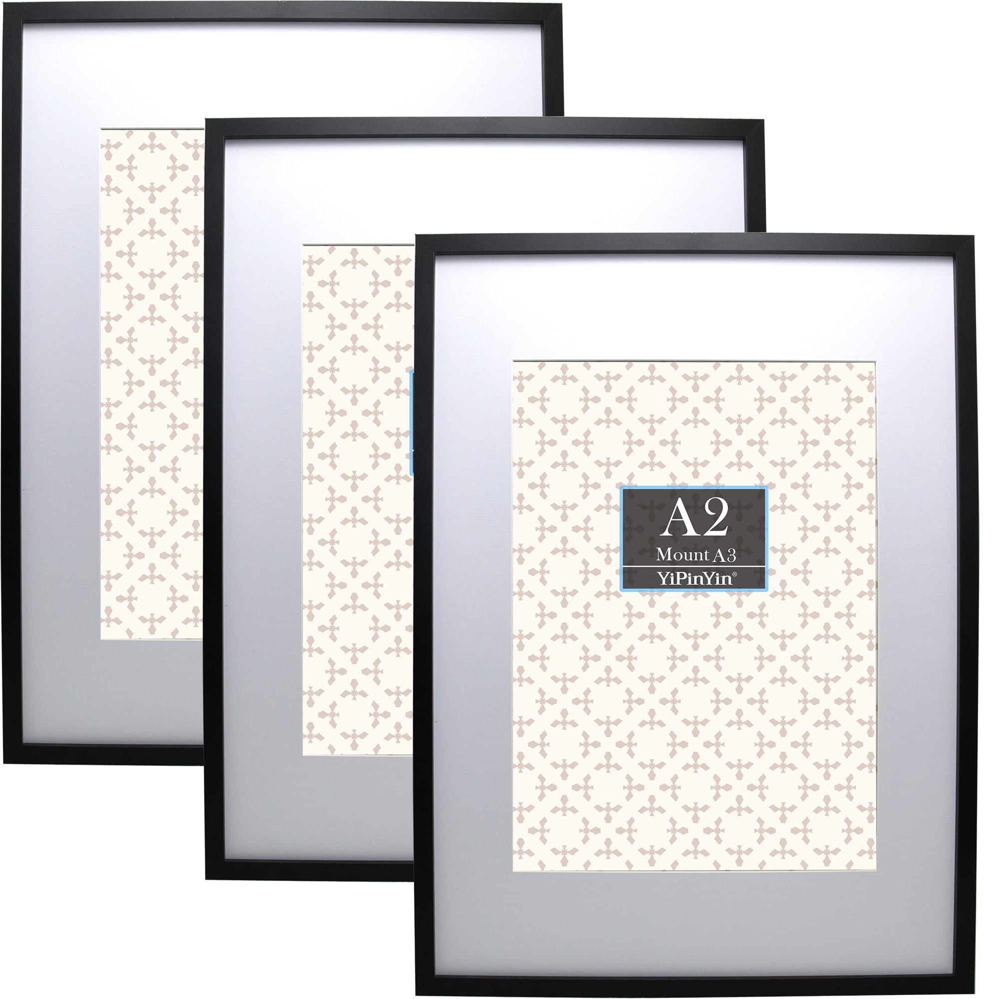 Cadres photo noirs A2 lot de 3 grand format passe-partout A3