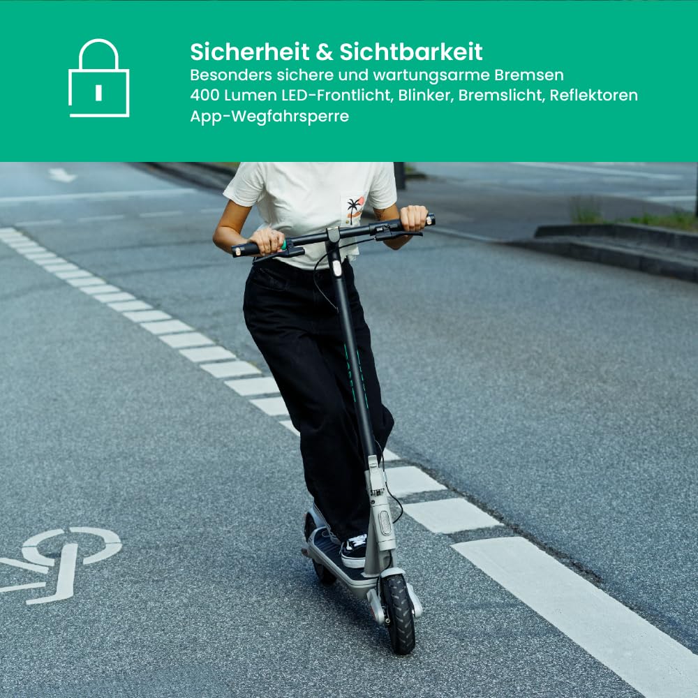 Egret Ey! 7 & 3 E Scooter mit Straßenzulassung, Elektroscooter, Luftreifen, 30 km Reichweite, App-Steuerung