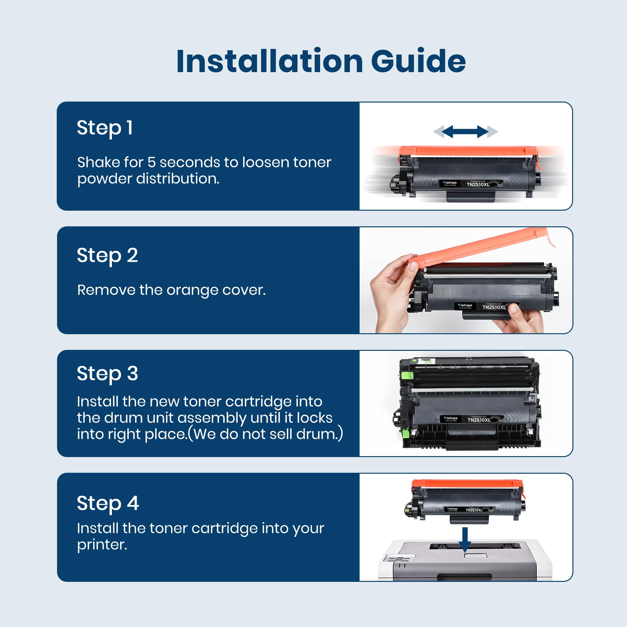 Toner BAISINE TN-2510XL Compatibile Per Brother – 3000 Pagine, Chip Aggiornato Per HL E MFC Serie