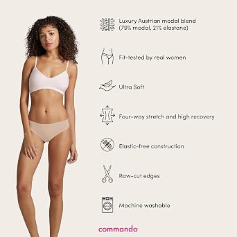 commando - Butter Mid-Rise Thong | Silky Soft, No Show Thong | Comfortable Raw-Cut Edges | Machine Washable