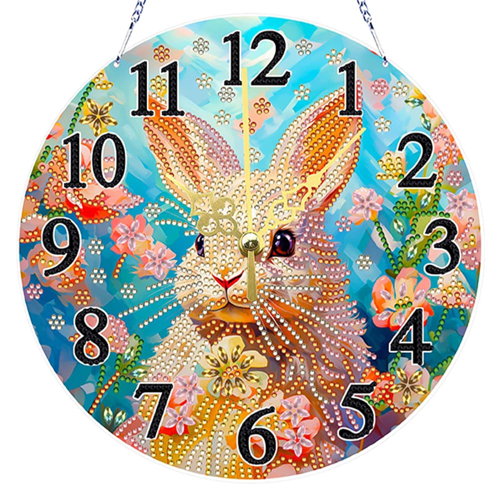 LYEAA 5D Diamond Painting Clock Art Craft Kit with Special Shape Animals for Home Decoration Paintings