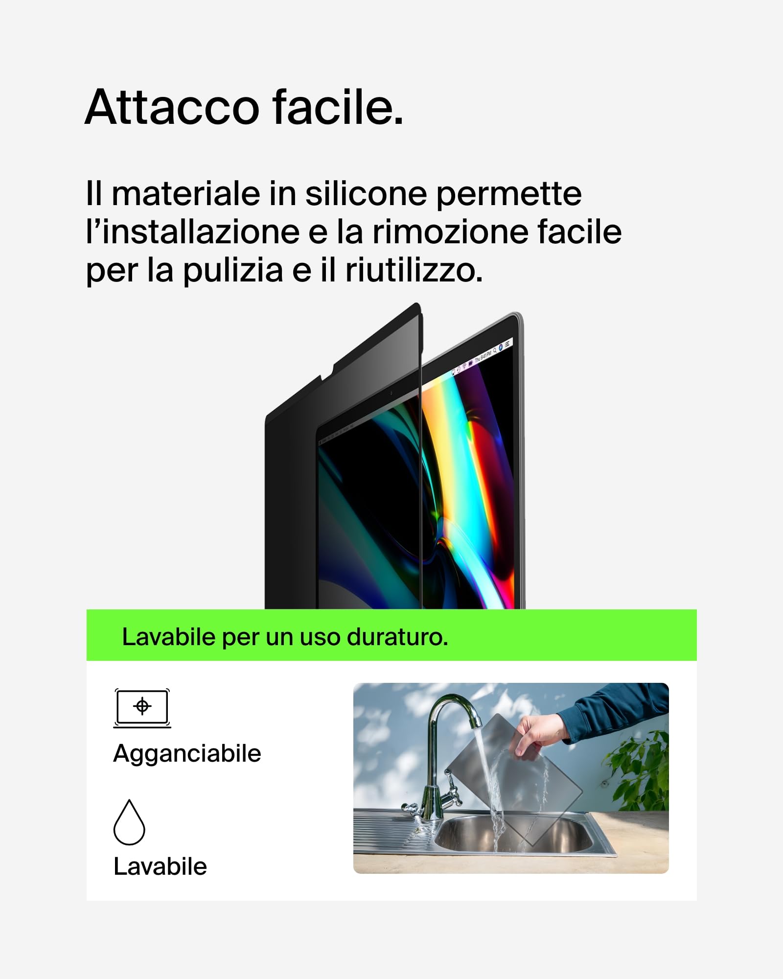 Belkin ScreenForce TruePrivacy - Pellicola protettiva per MacBook Air 15 M2, antiriflesso, durezza 2H, rimovibile e riutilizzabile, con attacco in silicone, facile applicazione a scatto e sganciamento