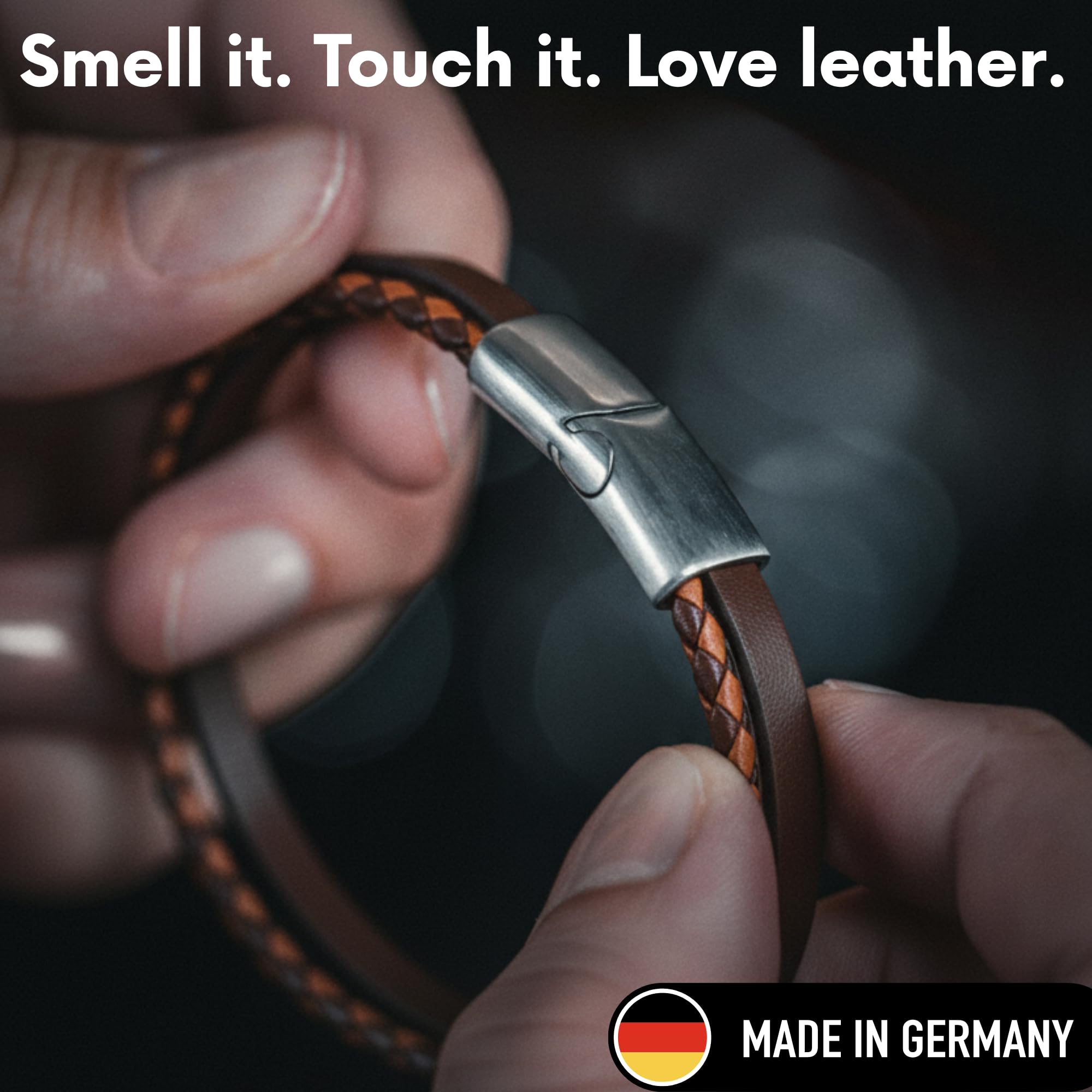 Simaru Echtlederarmband KVERNMO mit Edelstahl-verschluss