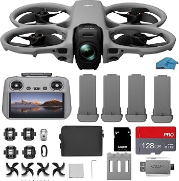 DJI Avata 360 FPV Drone 4-Battery Bundle with RC 2 Controller Built-In Screen | 360 Immersive 4K Camera Drone with Propeller Guards & 128GB MicroSD Card