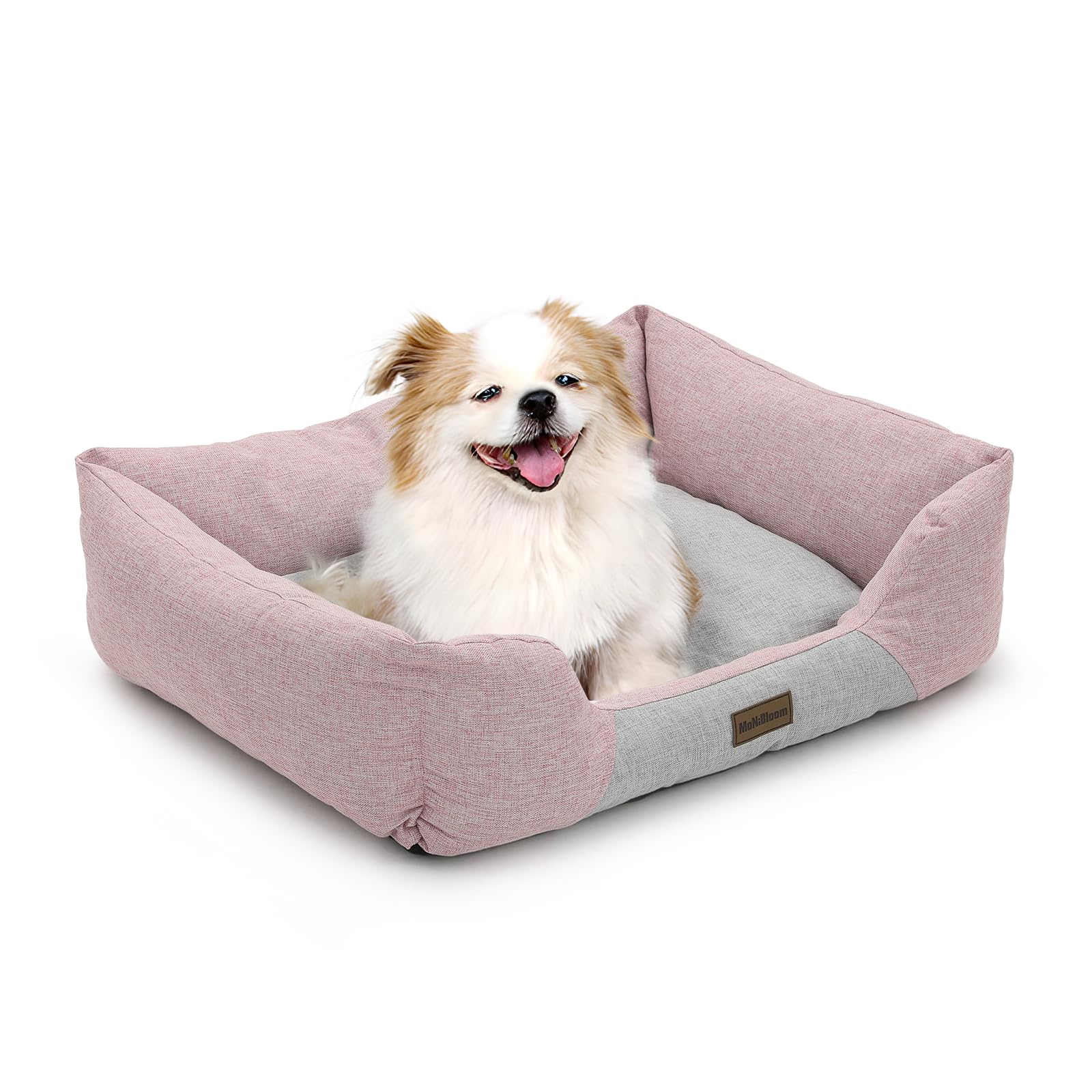 Photo 1 of 27"x21"x7" Dog Beds for Medium Small Dogs Machine-Washable Linen-Like Fabric Pet Beds Warming Cozy Soft Bed for Dogs and Cat, Soft Pink