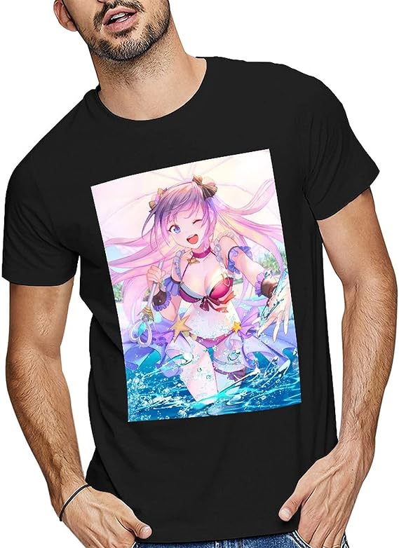 Amazon セクシーアニメ2メンズtシャツ夏半袖tシャツユニークなストリートブラウスクリエイティブデザインラウンドネックボーイフレンドトップスクラスの服 Tシャツ カットソー 通販