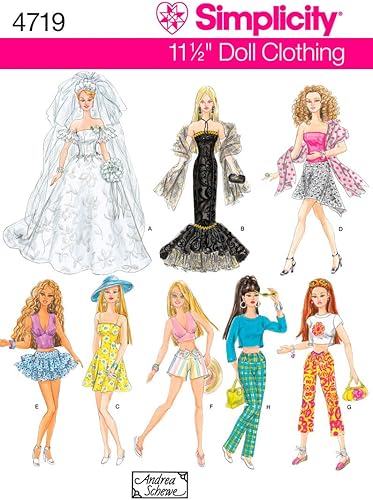 Simplicity 4719 - Patrón de costura para niñas, de Andrea Schewe, tamaño 11.5 pulgadas