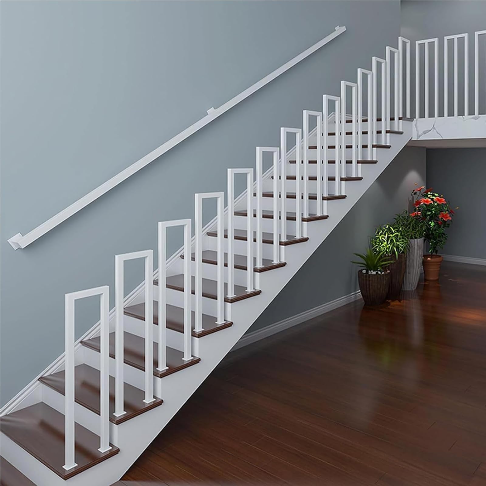 Lijyitf White U-Shaped Railing Stairs, Outdoor Handrail, Indoor Stair Banister, Handrails For Stairs, Hand Rails Outside Steps, Grab Rails Outdoor, Stair Handrail For Balconies, Hallways, Apartments, Villas