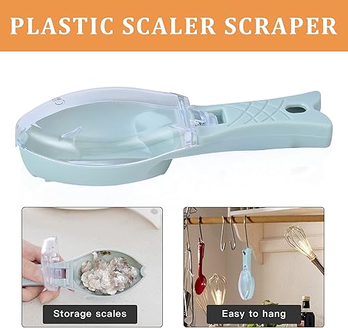 Miniatura 5 de 7 piezas de removedor de cepillo de escamador de peces con guante gris, removedor de dientes de sierra de acero inoxidable, herramienta de limpieza