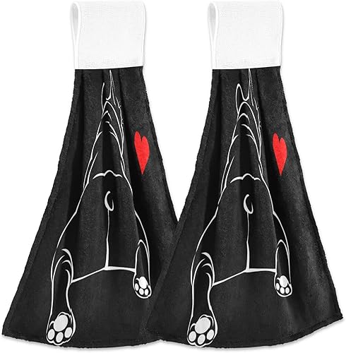 ALAZA Paquete de 2 toallas de mano con diseño de bulldog y cachorro francés, absorbentes y suaves para cocina, baño, 14 x 18.2 pulgadas