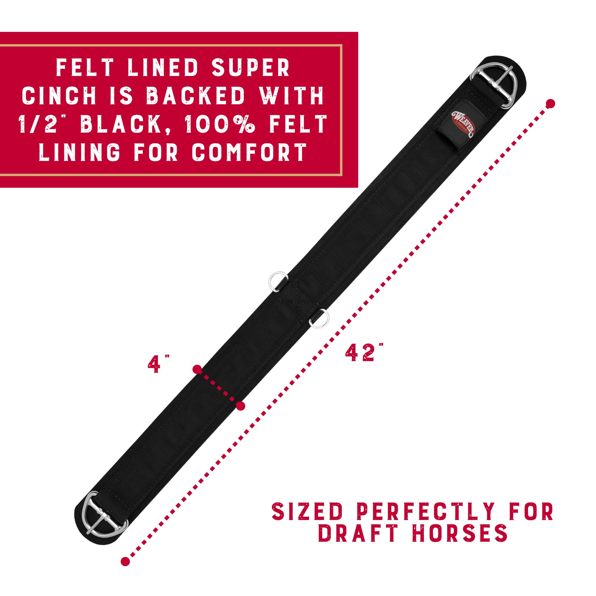 Weaver Leather Deluxe Super Cinch - Caballo de Fieltro Forrado (106,7 cm), Color Negro