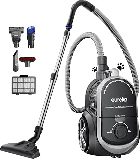 Eureka Bagless Canister Vacuum Cleaner, Lightweight Vac for Carpets and Hard Floors, Silver with Black, NEN180 Price In India