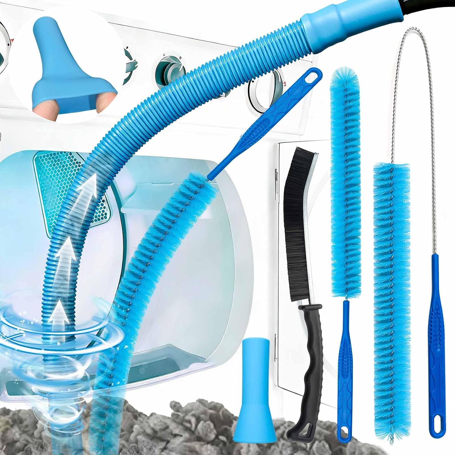 Dryer Vent Cleaner Kit, Vacuum Hose & Brush for Lint Trap Cleaning