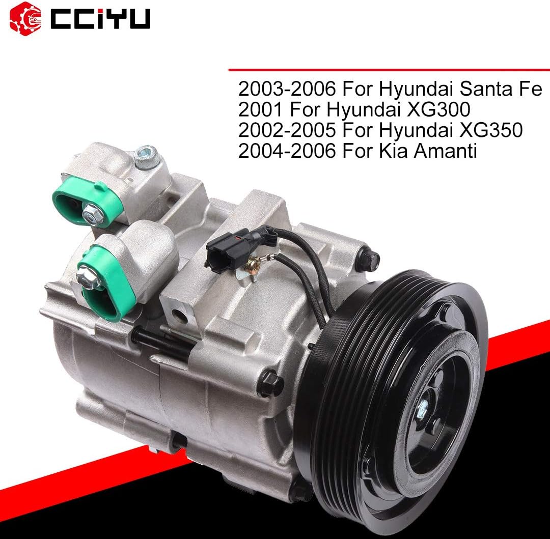 cciyu Air Conditioning Compressor for H-yundai Santa Fe XG350 XG300 3.5L 2001-2006 Replaces AC Compressor for Car