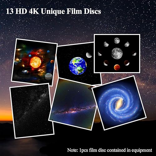 Miniatura 4 de SOMKTN Proyector de estrellas planetario 2024, proyector de galaxia, luz nocturna realista de cielo estrellado con 13 discos de película, luna de