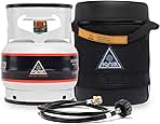 Ignik Refillable Gas Growler Deluxe 3.8-Pound Propane Tank with Carry Case and Adapter Hose, Black Case/White Tank