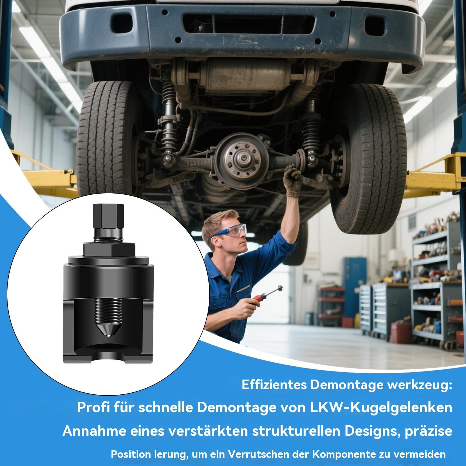 Estrattore per tiranti – in acciaio ad alta resistenza, design a regolabile, meccanismo di pressatura di precisione, robusto strumento di rimozione di ; per auto, camion, meccanico