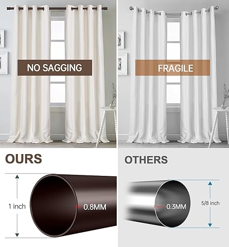 Miniatura 3 de Briofox Barras de cortina de bronce para ventanas de 72 a 144 pulgadas, resistentes y modernos, barras de cortina de 1 pulgada, barra de cortina